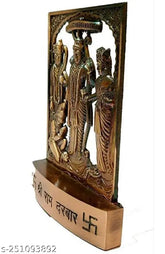 Metal Ram Darbar statue, 11 cm x 3 cm x 11 cm, intricately handcrafted in brass for car dashboard or pooja